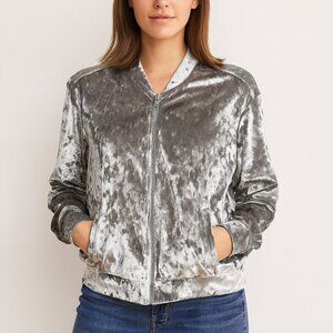 NWOT 90's Silver Gray Velour Jacket